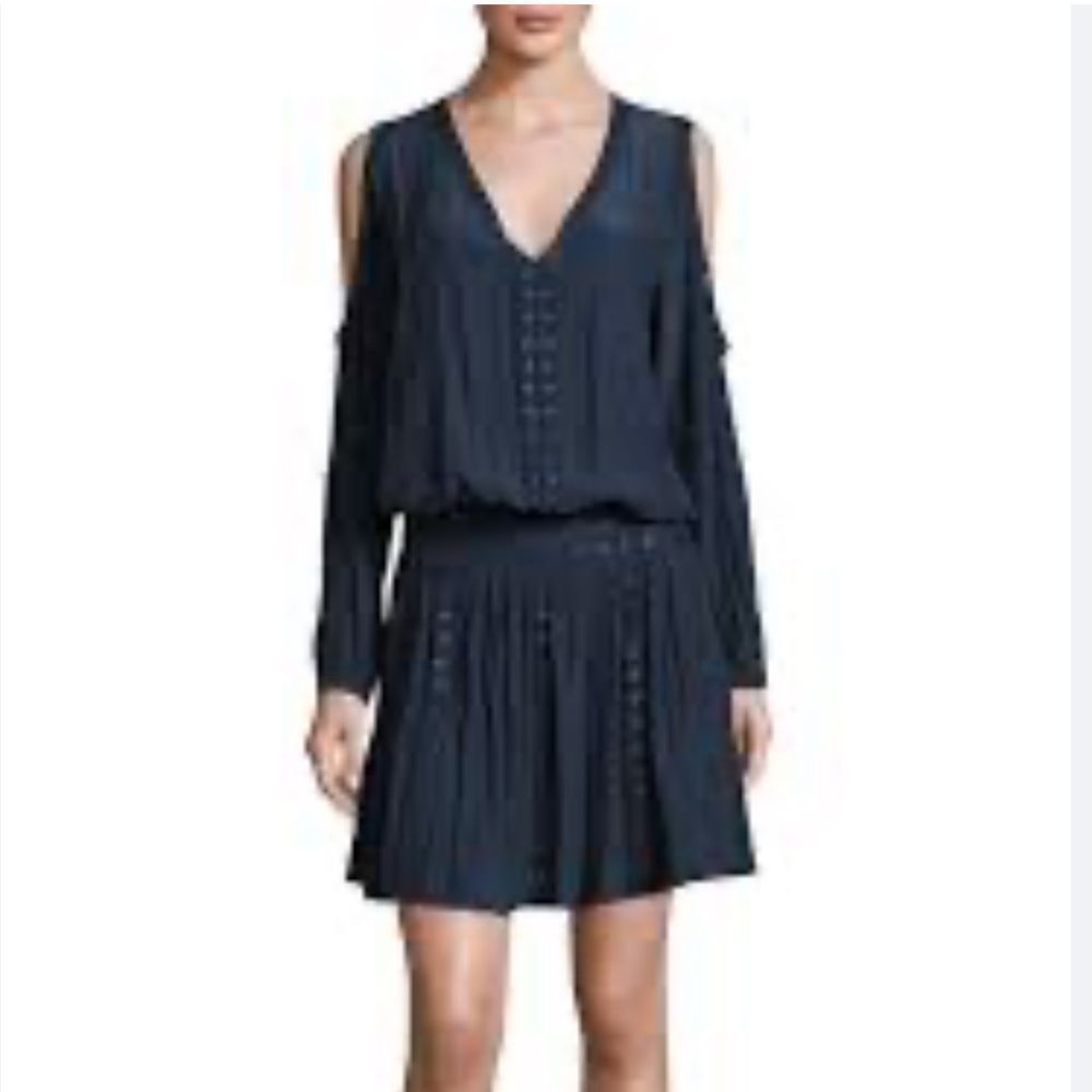 Ramy Brook Maisie Blue Grommet Smocked Waist Dress Size SMALL